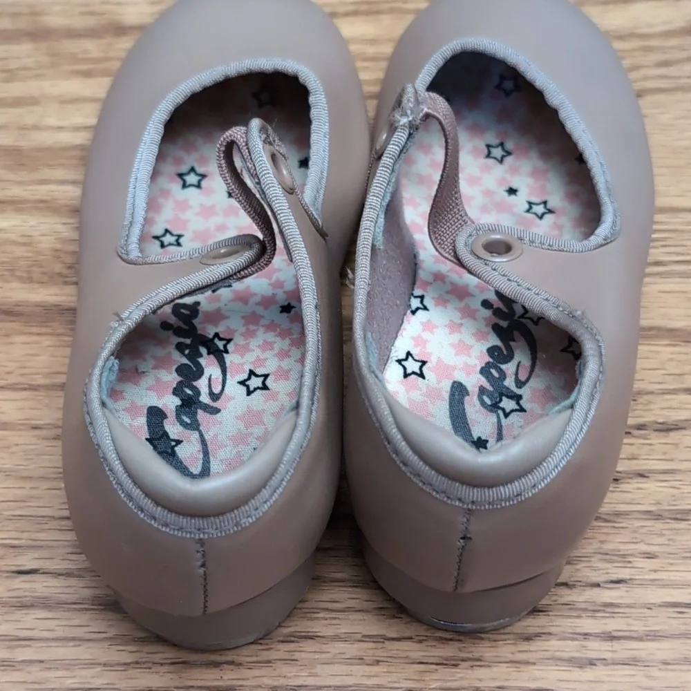 Capezio Jr Tyette N625C Girls Tap Shoes Tan 9 M Attached Taps